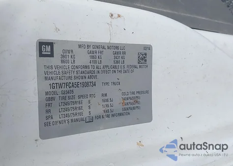 2014 GMC Savana 2500 Work Van from USA, damaged, VIN 1GTW7FCA5E1908734